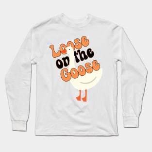 Silly Goose Shirt Funny Loose On The Goose Meme Groovy Retro Wavy Long Sleeve T-Shirt